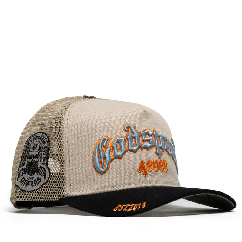 Godspeed Forever Trucker Hat Bone/Blue/Orange