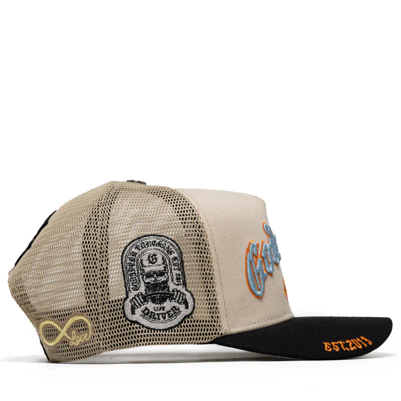 Godspeed Forever Trucker Hat Bone/Blue/Orange