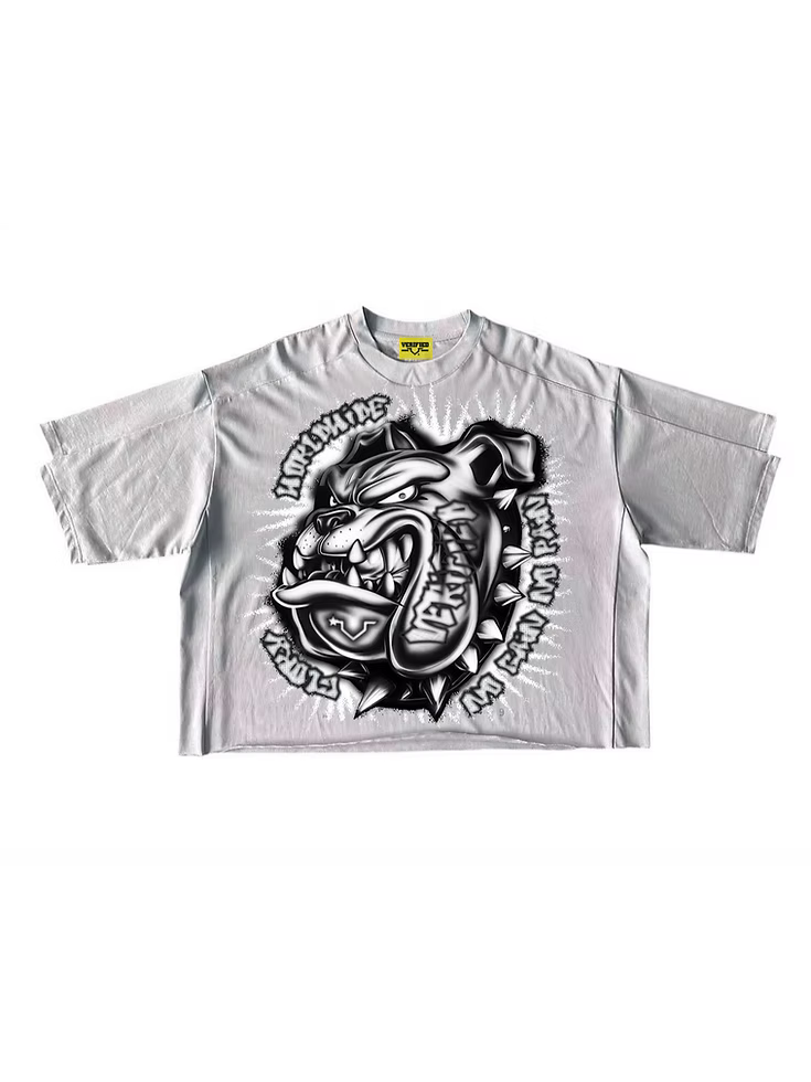 Verified Star Mad Dog Rhinestone T-Shirt With Double Collar