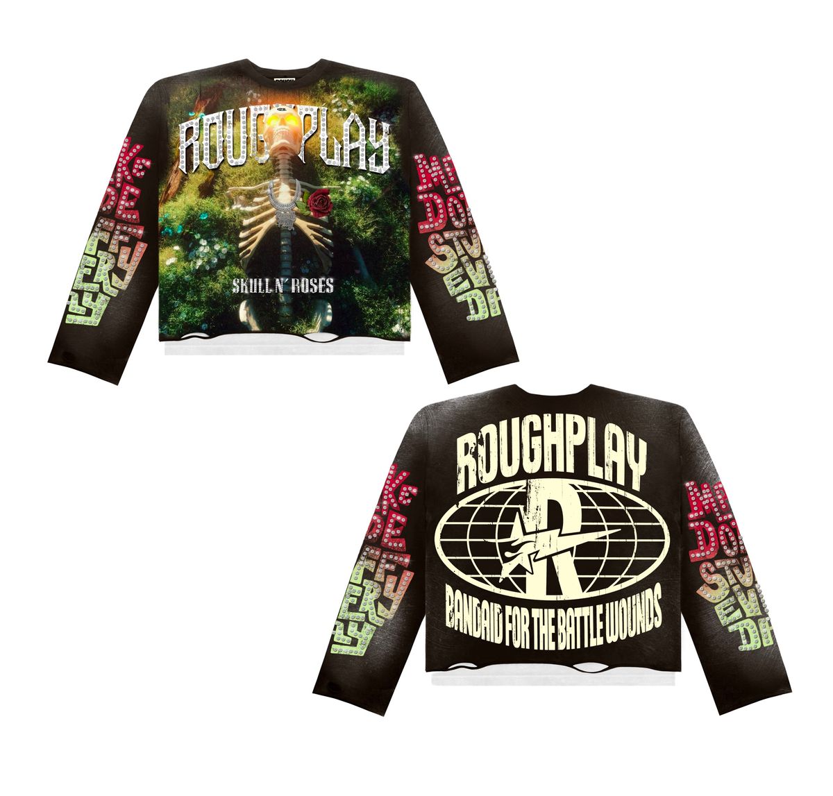 RoughPlay Skull & Roses Long Sleeve T-Shirt Brown