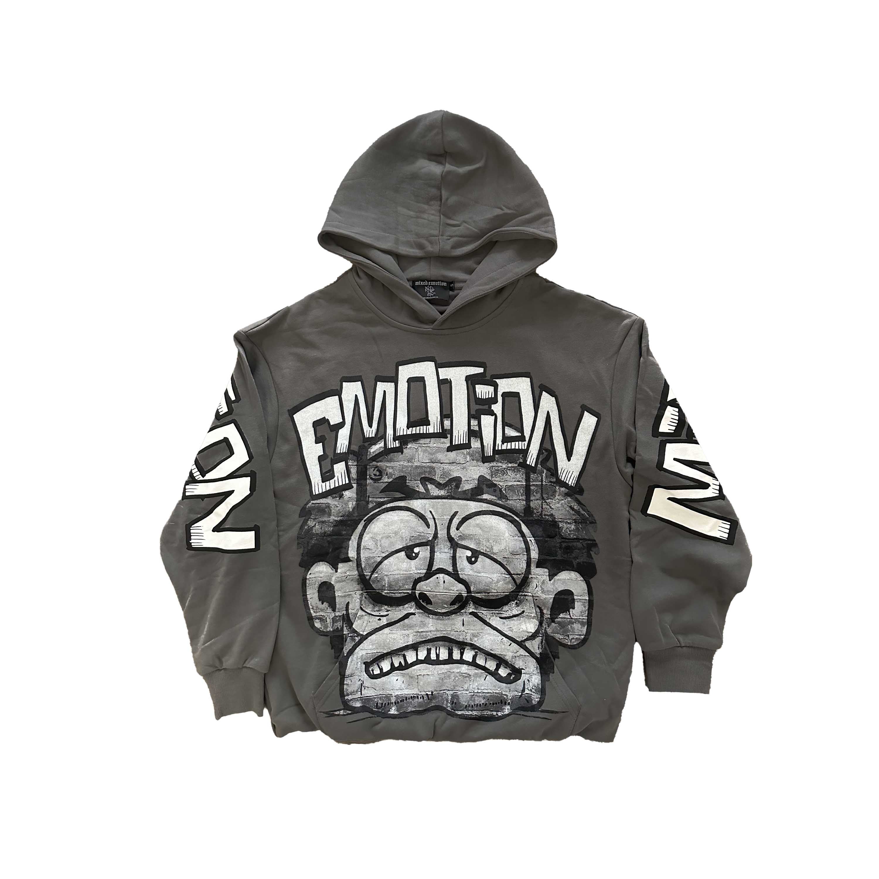 Mixed Emotion Grey Monster Cropped Hoodie