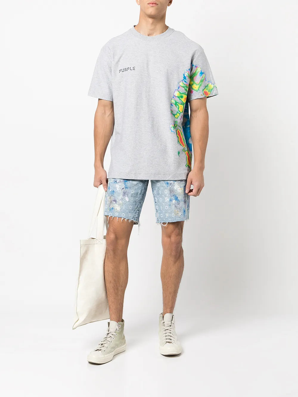 Purple Brand Paint Over Jacquard Monogram Shorts