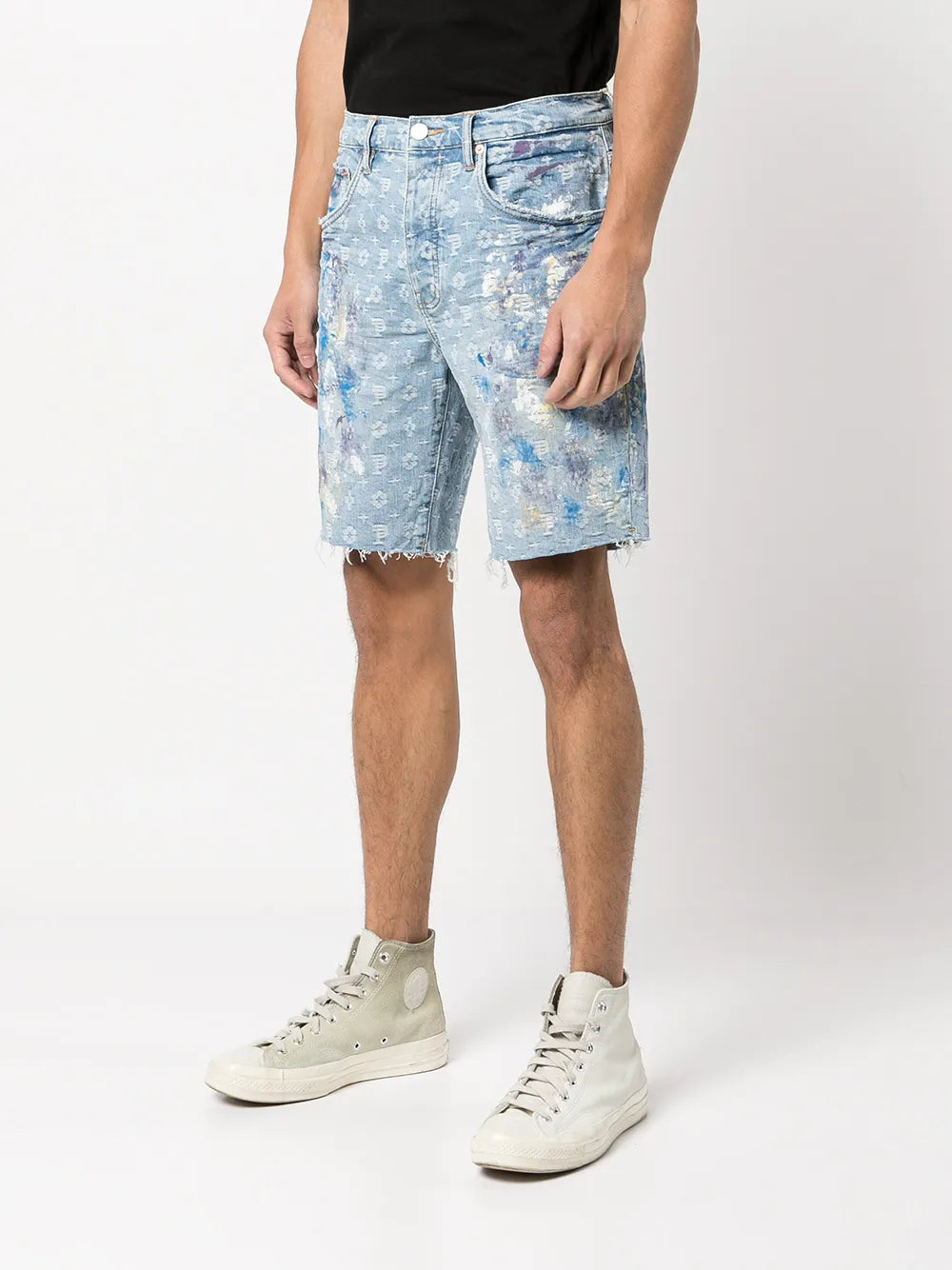 Purple Brand Paint Over Jacquard Monogram Shorts