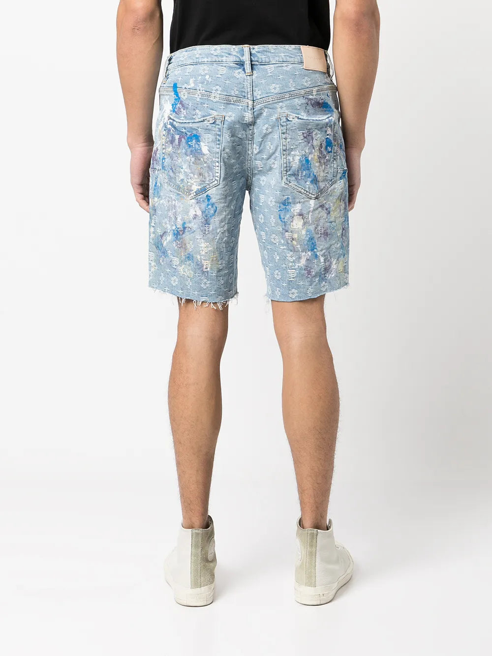 Purple Brand Paint Over Jacquard Monogram Shorts