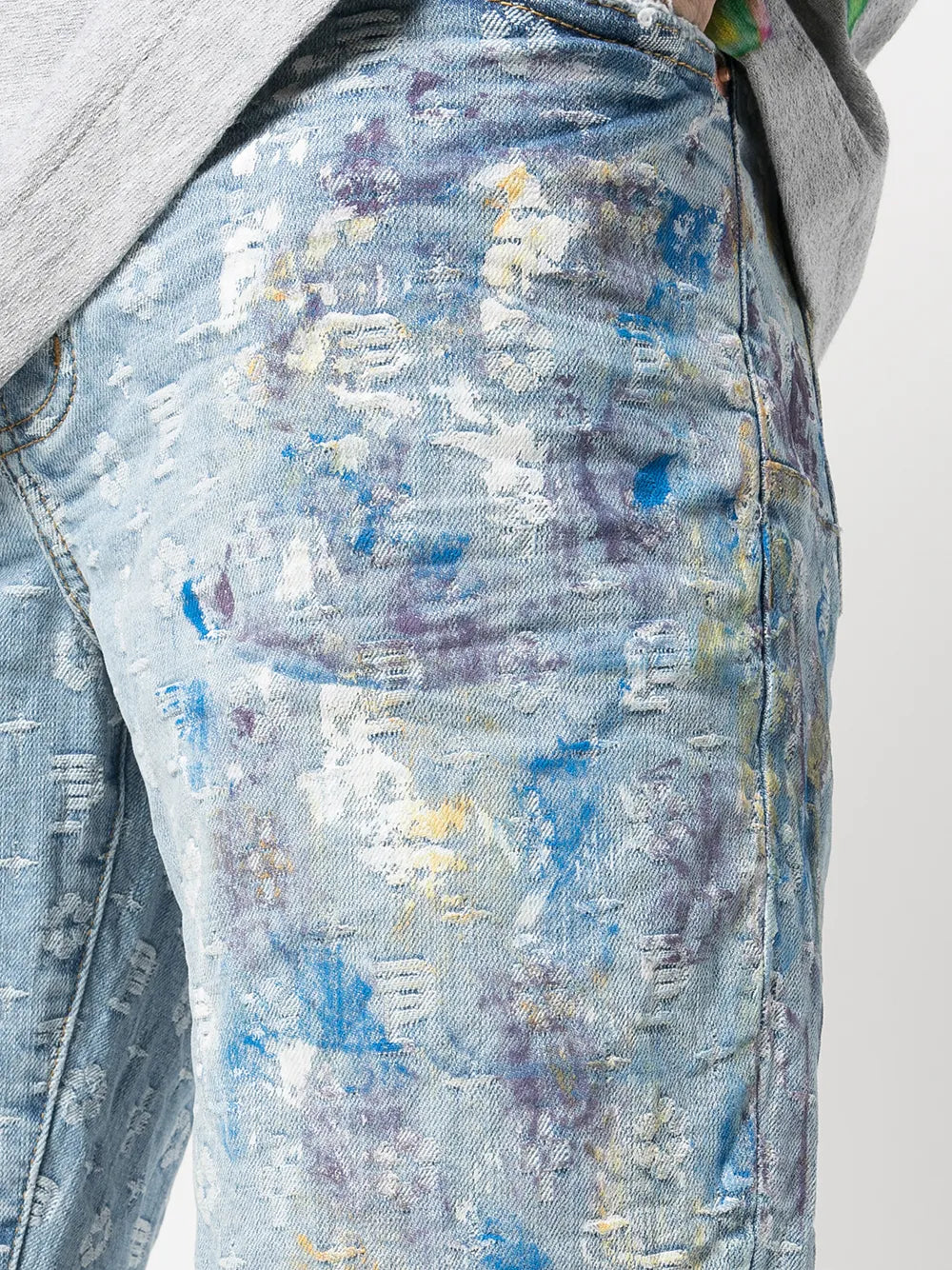 Purple Brand Paint Over Jacquard Monogram Shorts