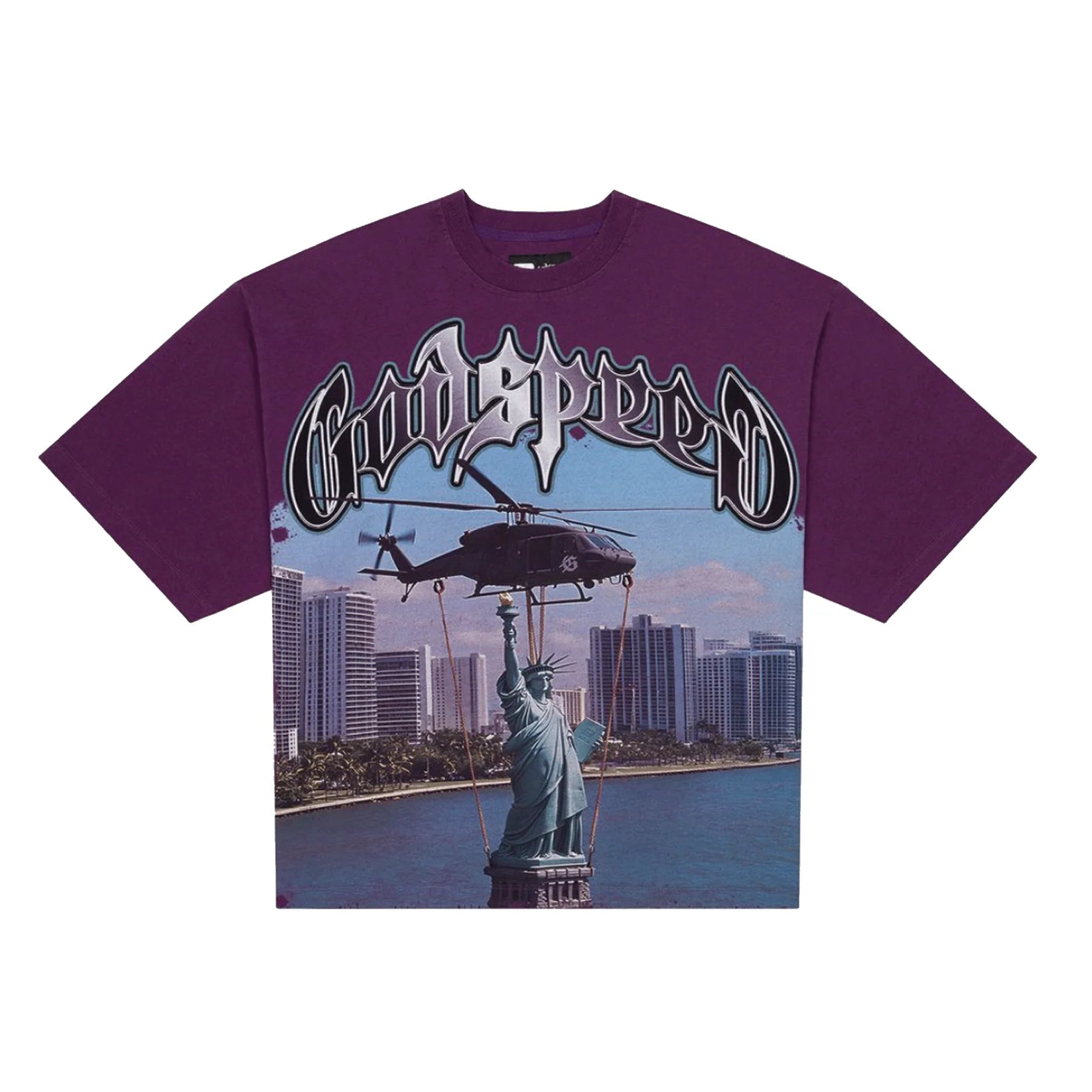 Godspeed JFK to MIA T-Shirt Purple Wash