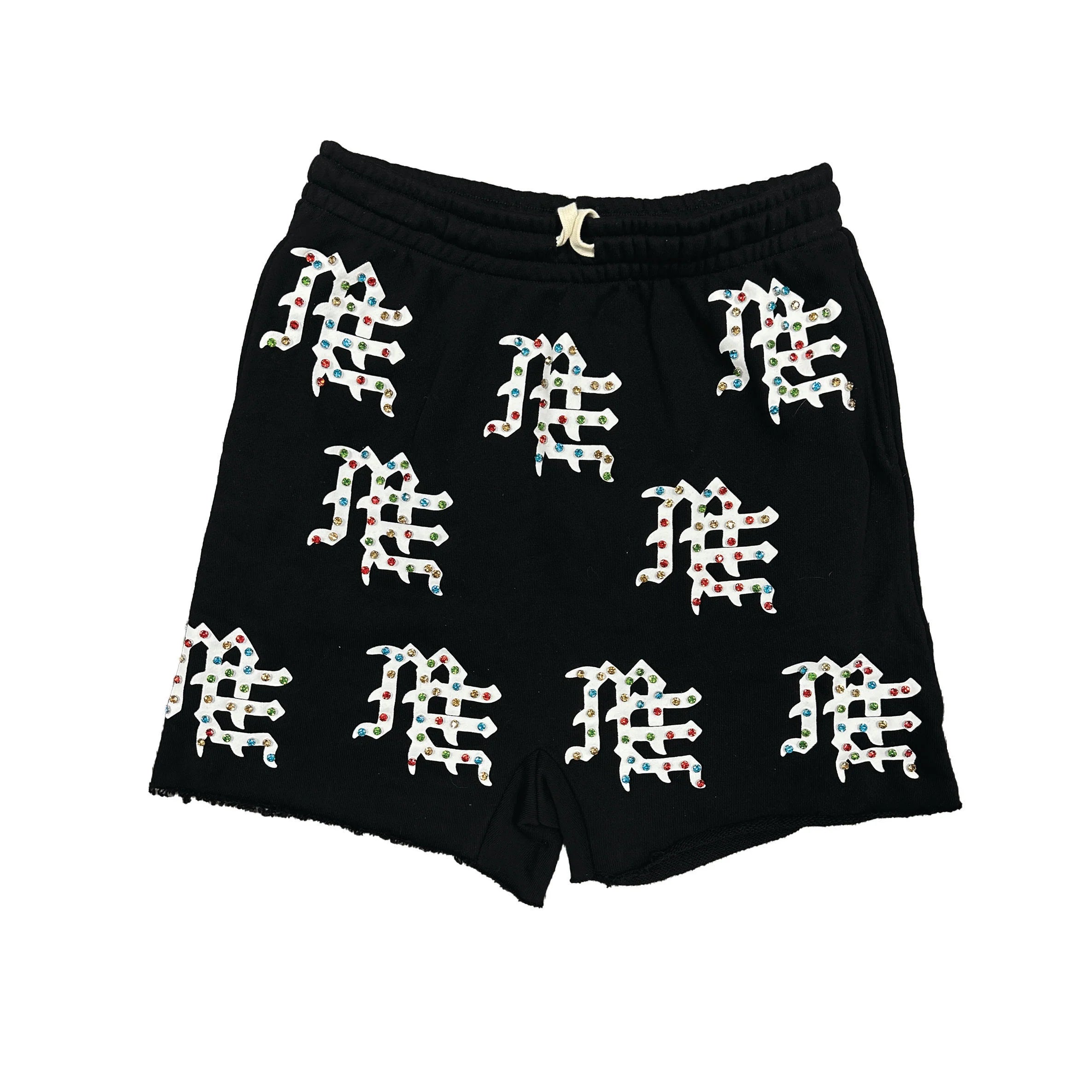 Mixed Emotion Black "ME" Rhinestone Logo Shorts