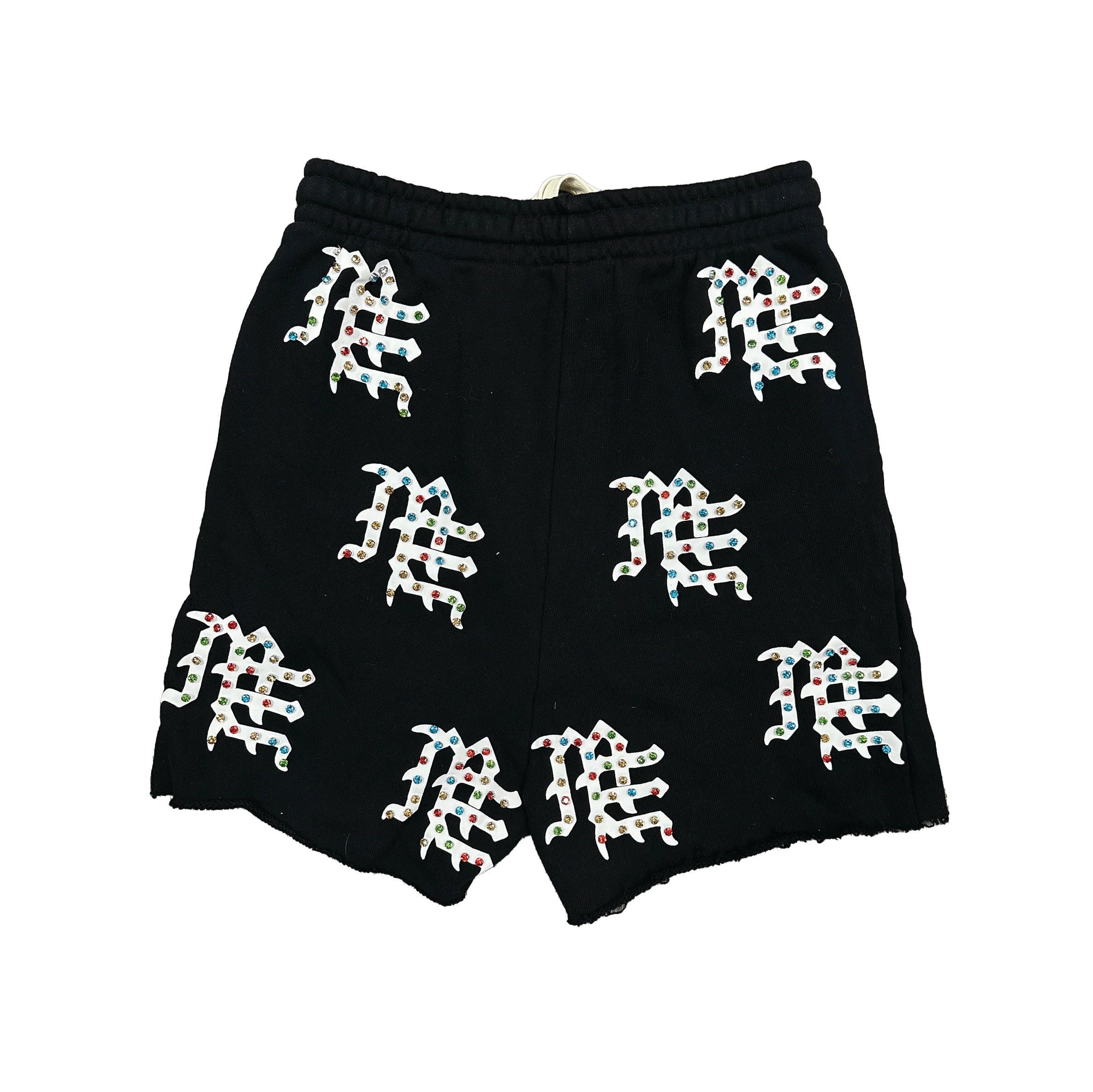 Mixed Emotion Black "ME" Rhinestone Logo Shorts