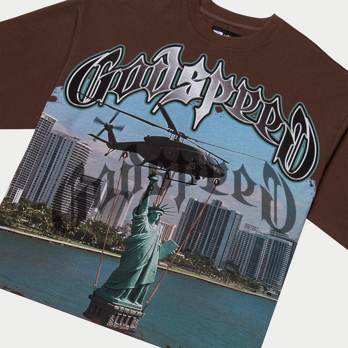 Godspeed JFK to MIA T-Shirt Mocha Wash