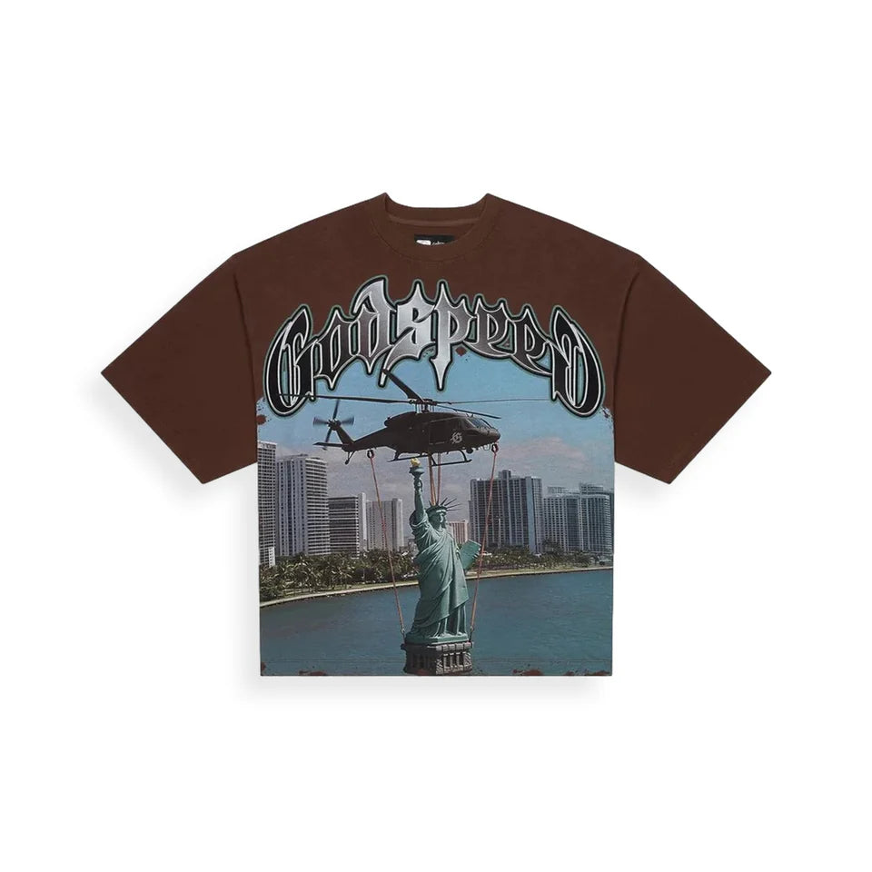 Godspeed JFK to MIA T-Shirt Mocha Wash