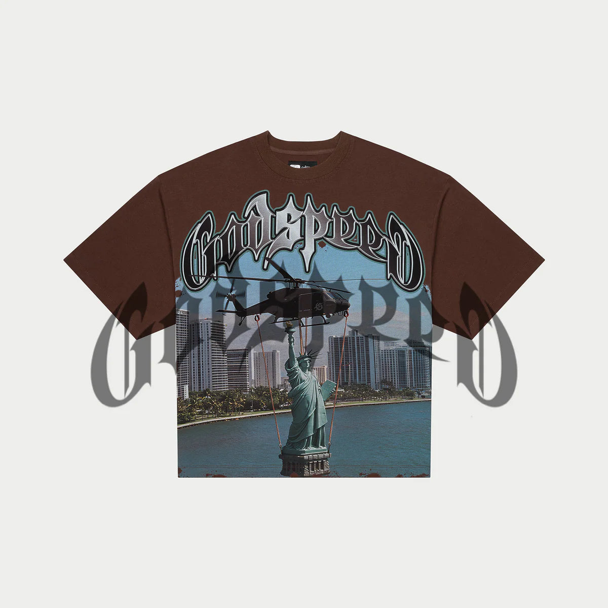 Godspeed JFK to MIA T-Shirt Mocha Wash