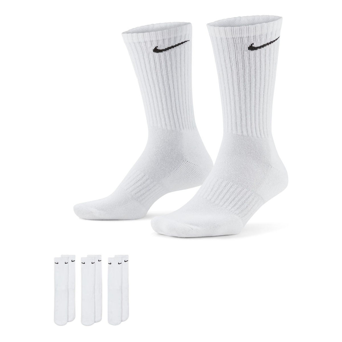 Nike Everyday Cushioned Training Crew Socks (3 Pairs) White/Black