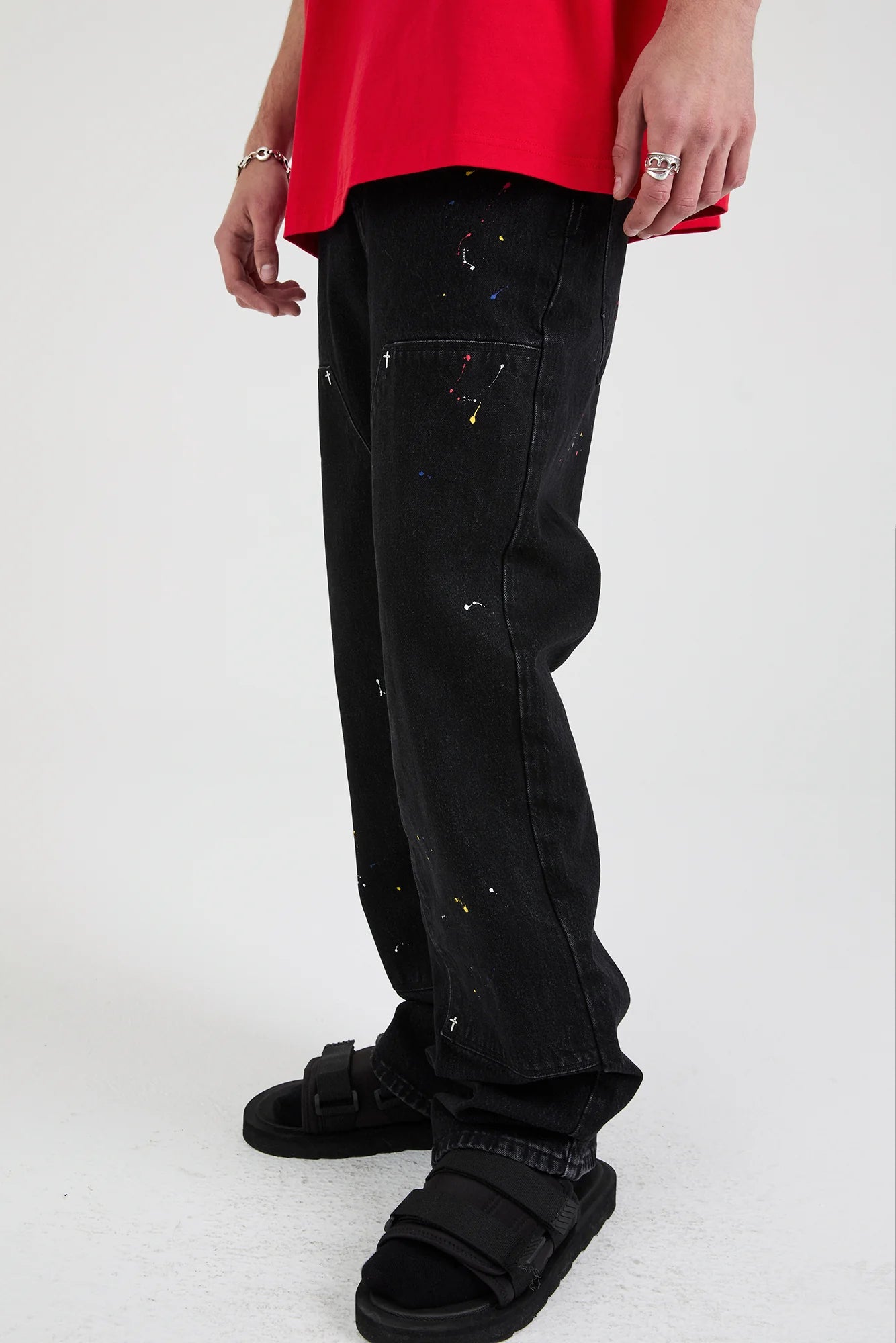RTA Ricardo Black Tri Paint Jeans (MRLDD888-B1838BKTRI)