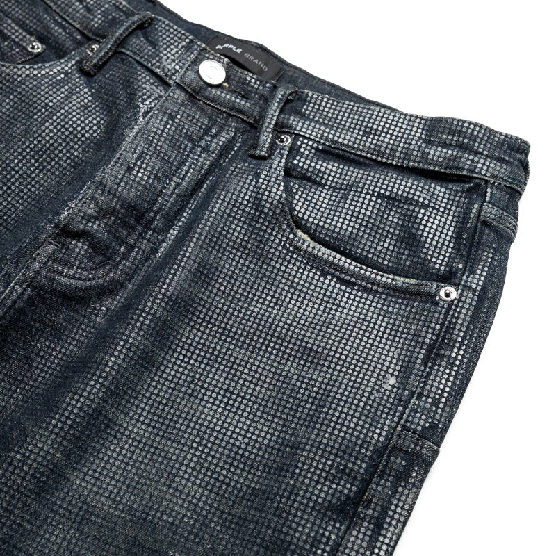 Purple Brand Mens Tiled Overlay Skinny Fit Black Jeans (P001-TOBL125)