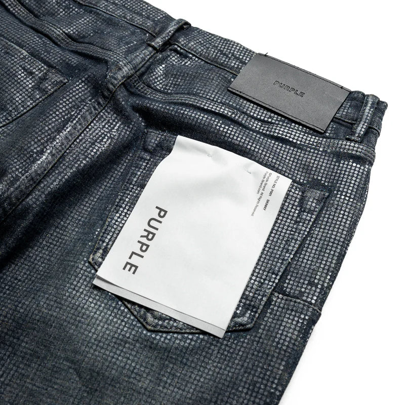Purple Brand Mens Tiled Overlay Skinny Fit Black Jeans (P001-TOBL125)