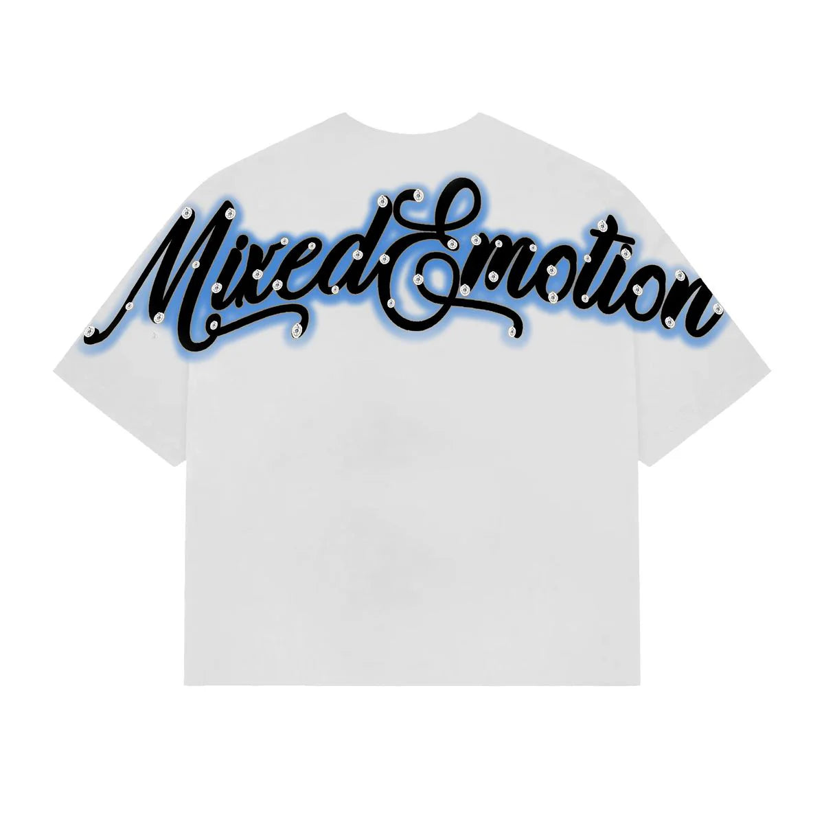Mixed Emotion Blue Rhinestone Cropped Shirt