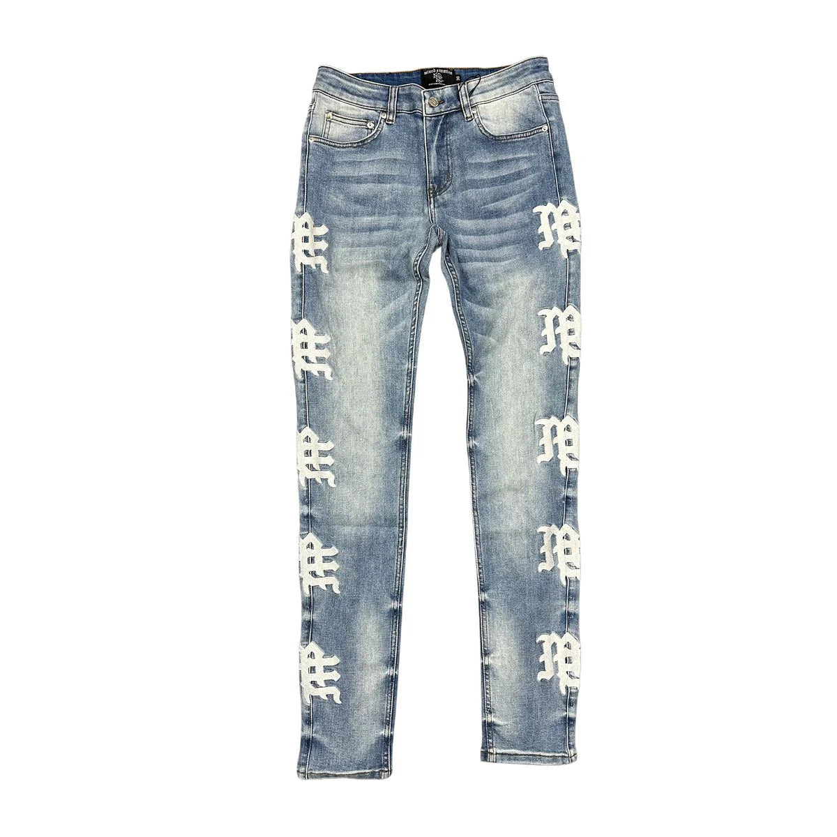 Mixed Emotion Monogram Denim Blue Wash Jean