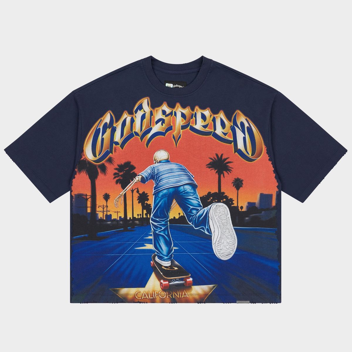 Godspeed Kick Push T-Shirt In Navy