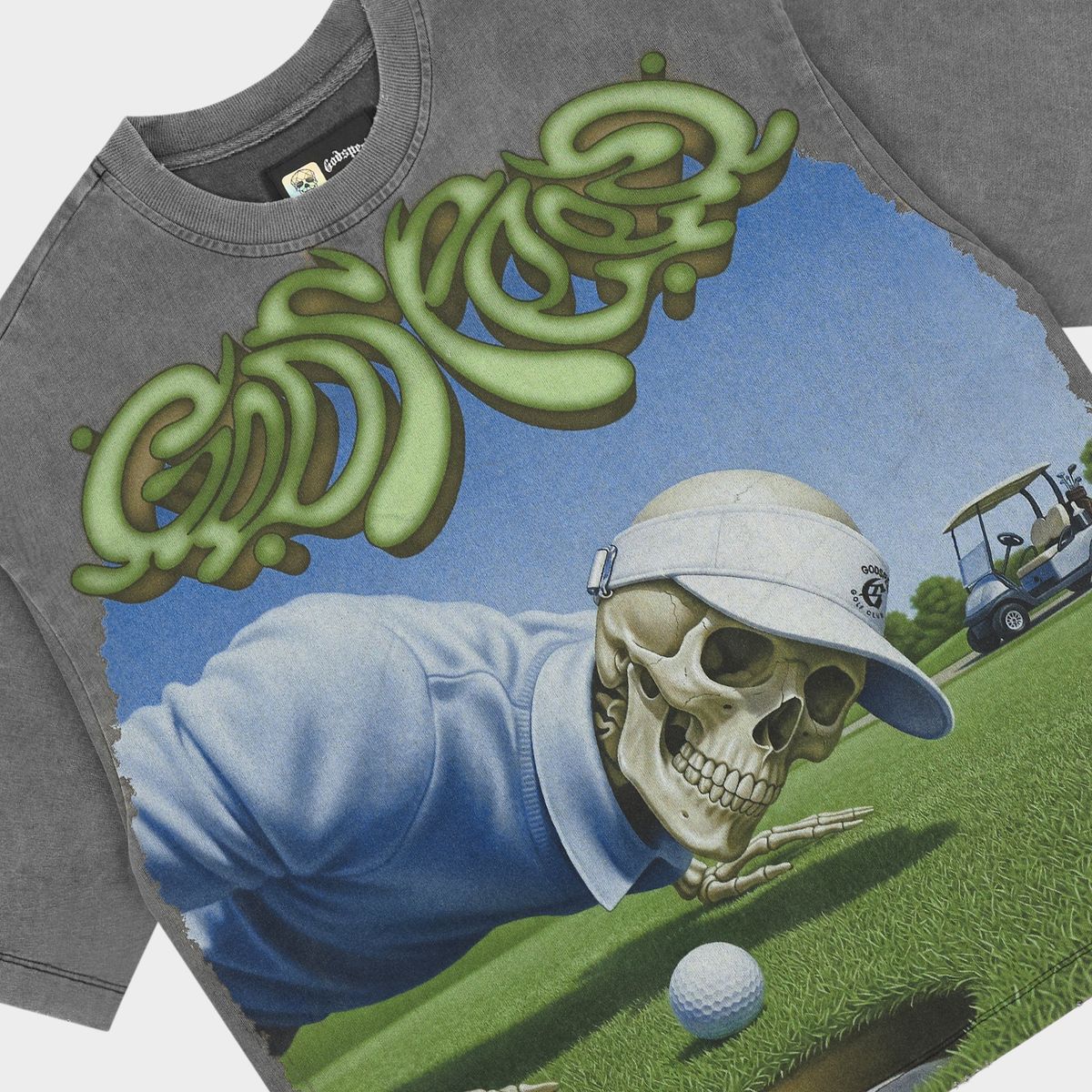 Godspeed Green Reaper Grey Wash T Shirt