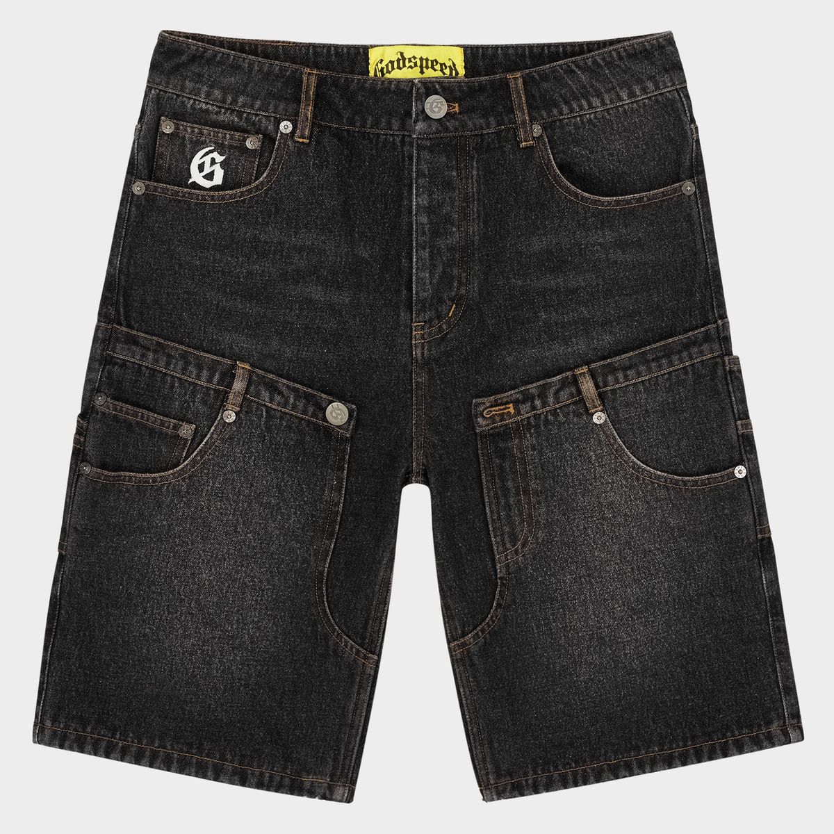 Godspeed Twin Panel Denim Black Shorts