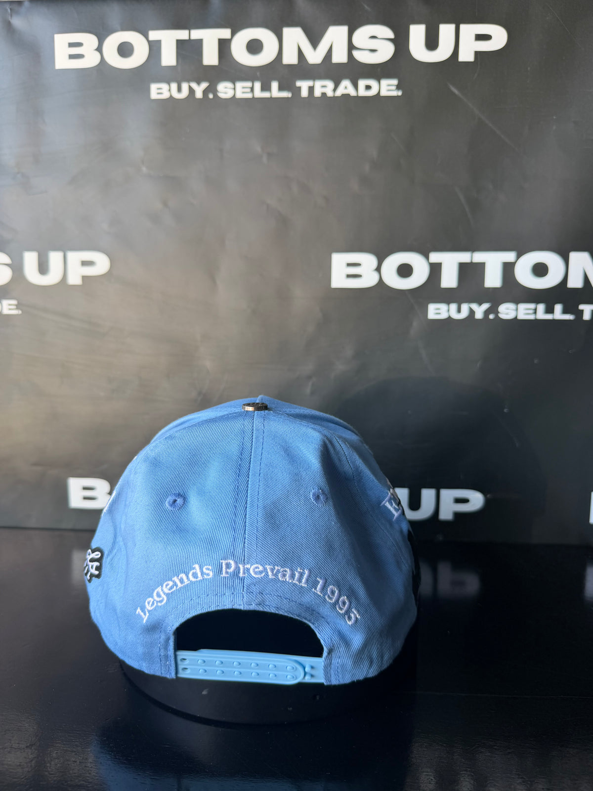 Legends Prevail Prevail Snapback Hat in Light Blue / Black Letters