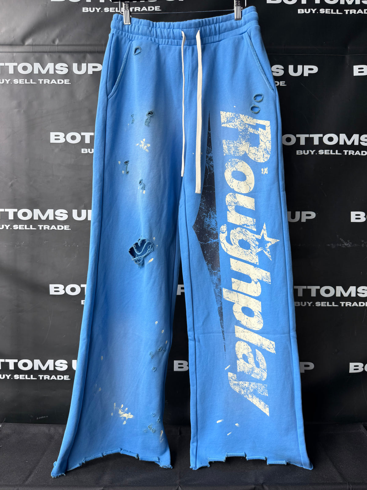 RoughPlay Flare Sweatpants In Royal / White