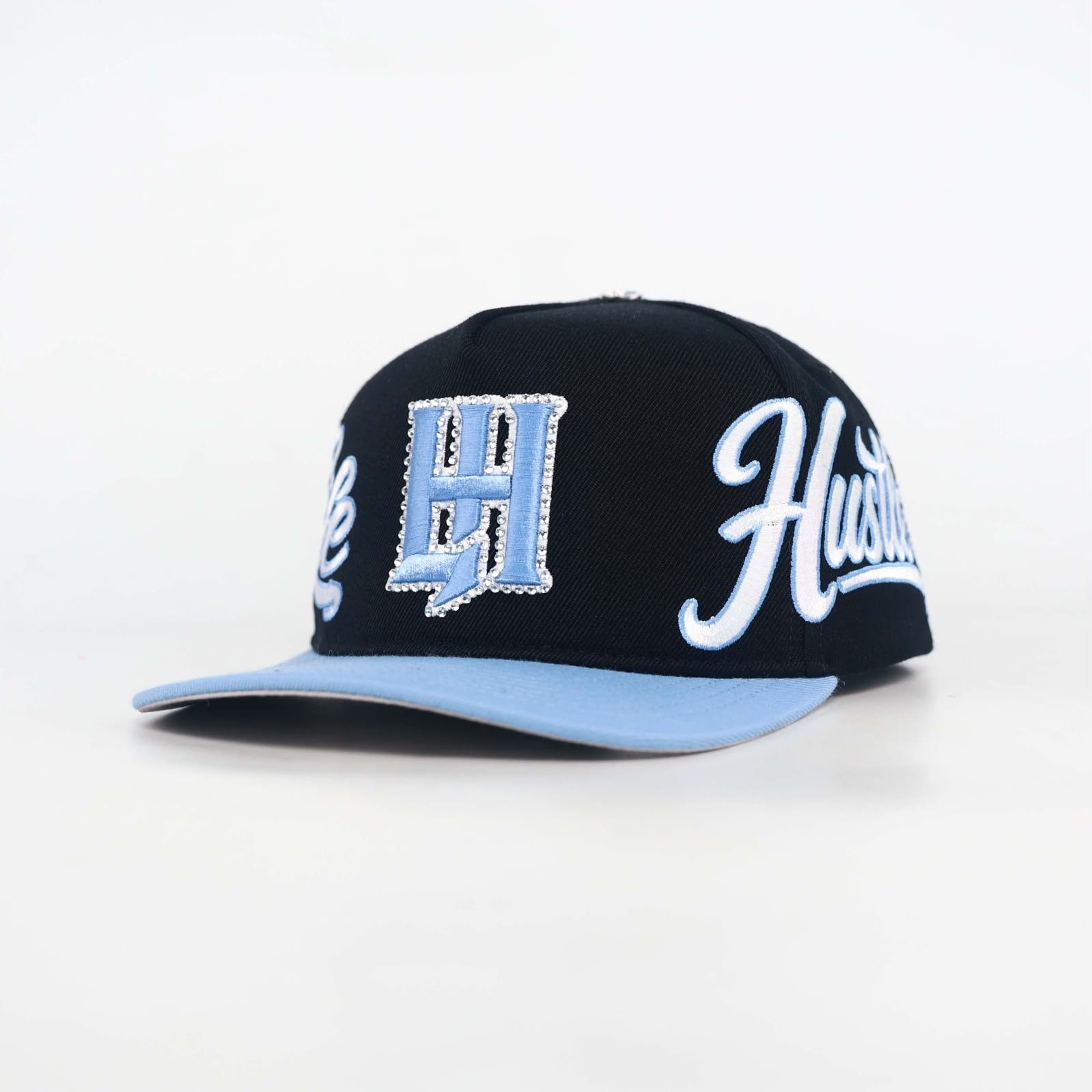 Life Hustlers Rhinestone Snapback Hat In UNC