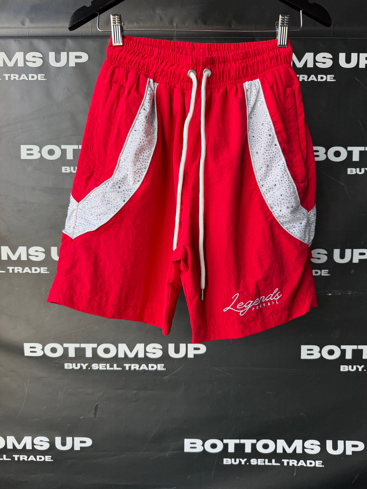 Legends Prevail Short Sleeve Windbreaker Set In Red / White With Rhinestone