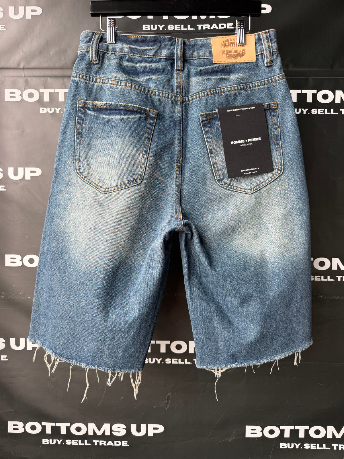 Homme + Femme Maison Crest Denim Shorts In Blue