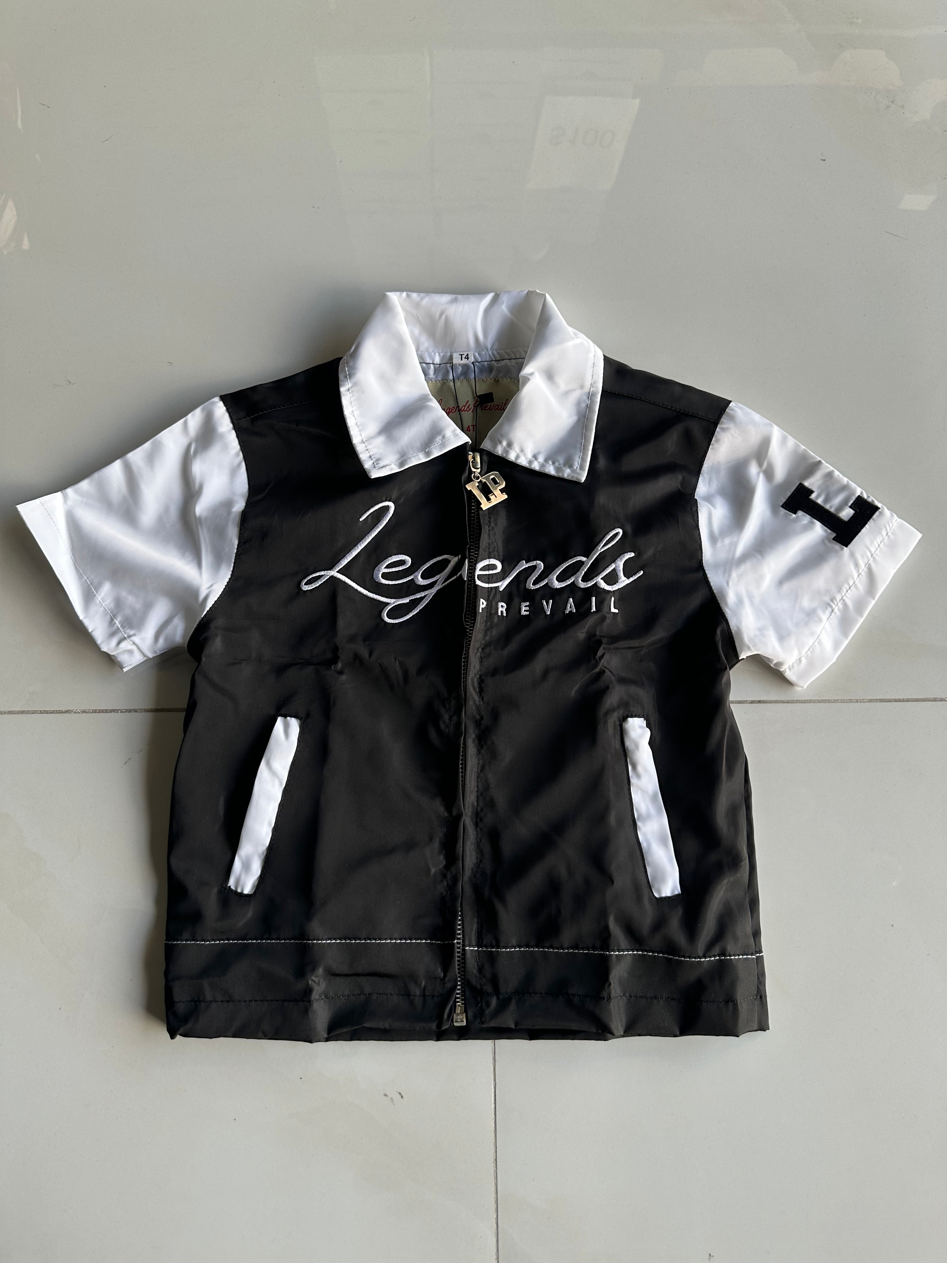 Legends Prevail Kids Short Sleeve Windbreaker Set In Black/White