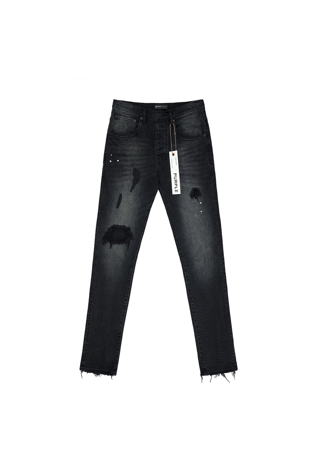Purple Brand Black Repair Dropped Fit Jeans Black P002-BLR