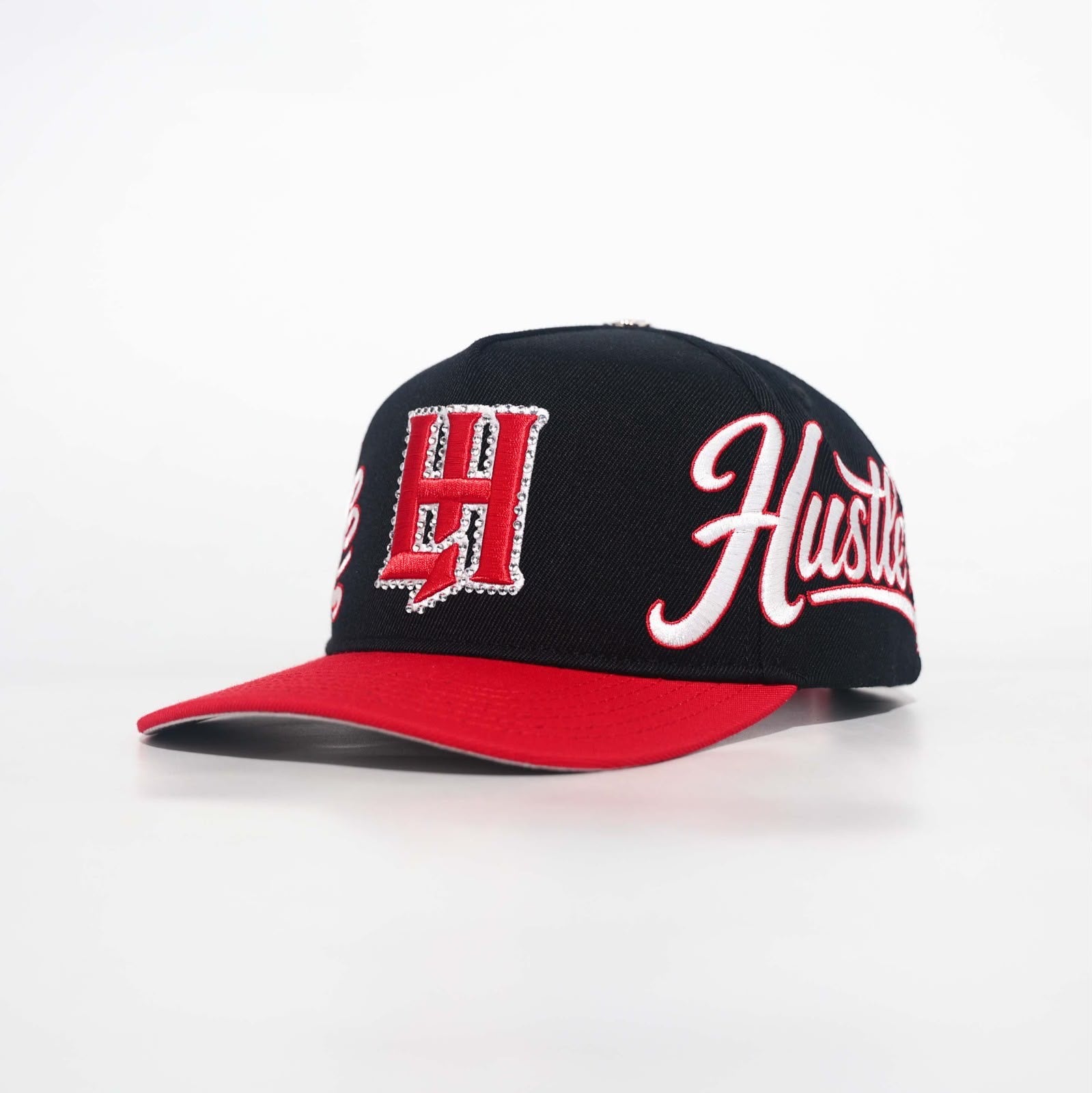 Life Hustlers Rhinestone Snapback Hat In Black/Red