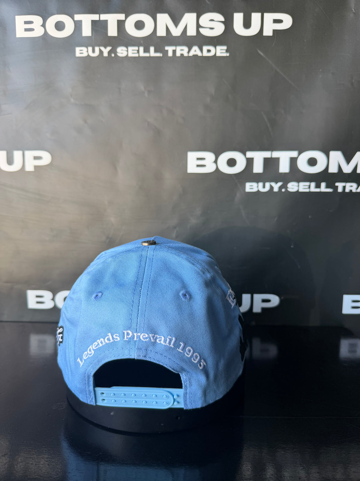 Legends Prevail Prevail Snapback Hat in Light Blue / White Letters