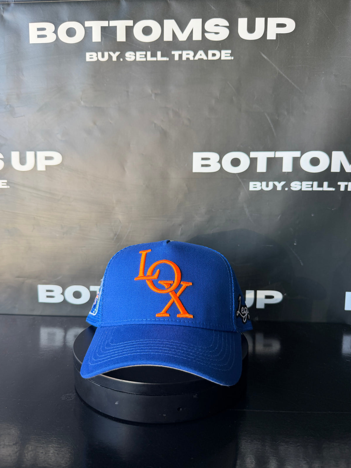 Legends Prevail x LOX Trucker Hat In Blue /Orange  (New York Knicks)