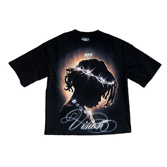 333 3Eyevision Blessed Kid Black Gold Rhinestone T Shirt