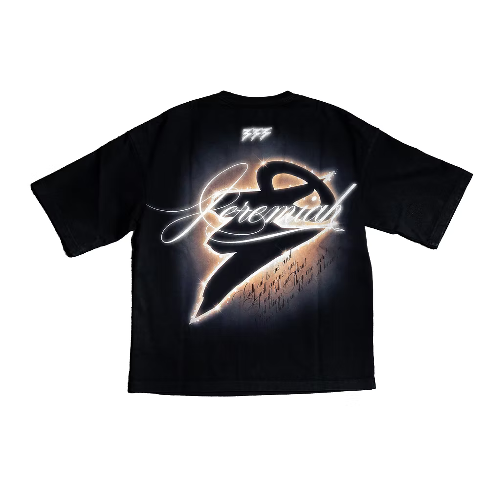 333 3Eyevision Blessed Kid Black Gold Rhinestone T Shirt
