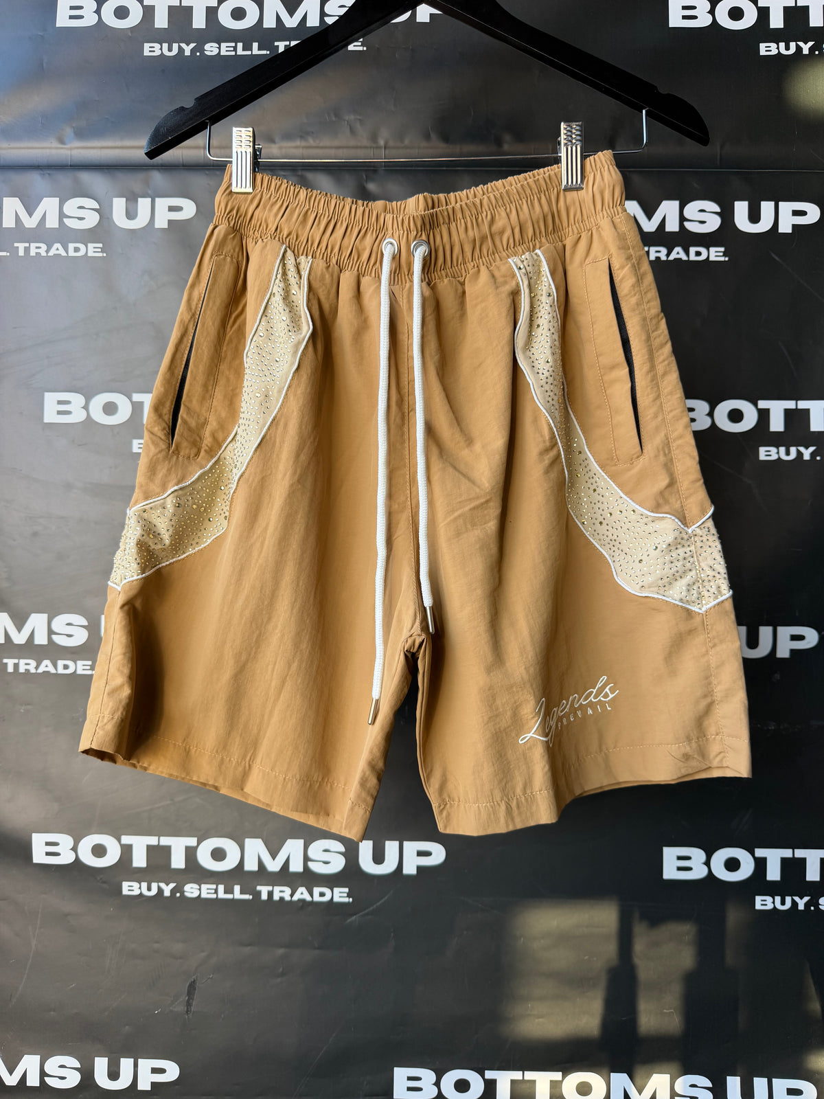 Legends Prevail Short Sleeve Windbreaker Set In Tan In Rhinestone
