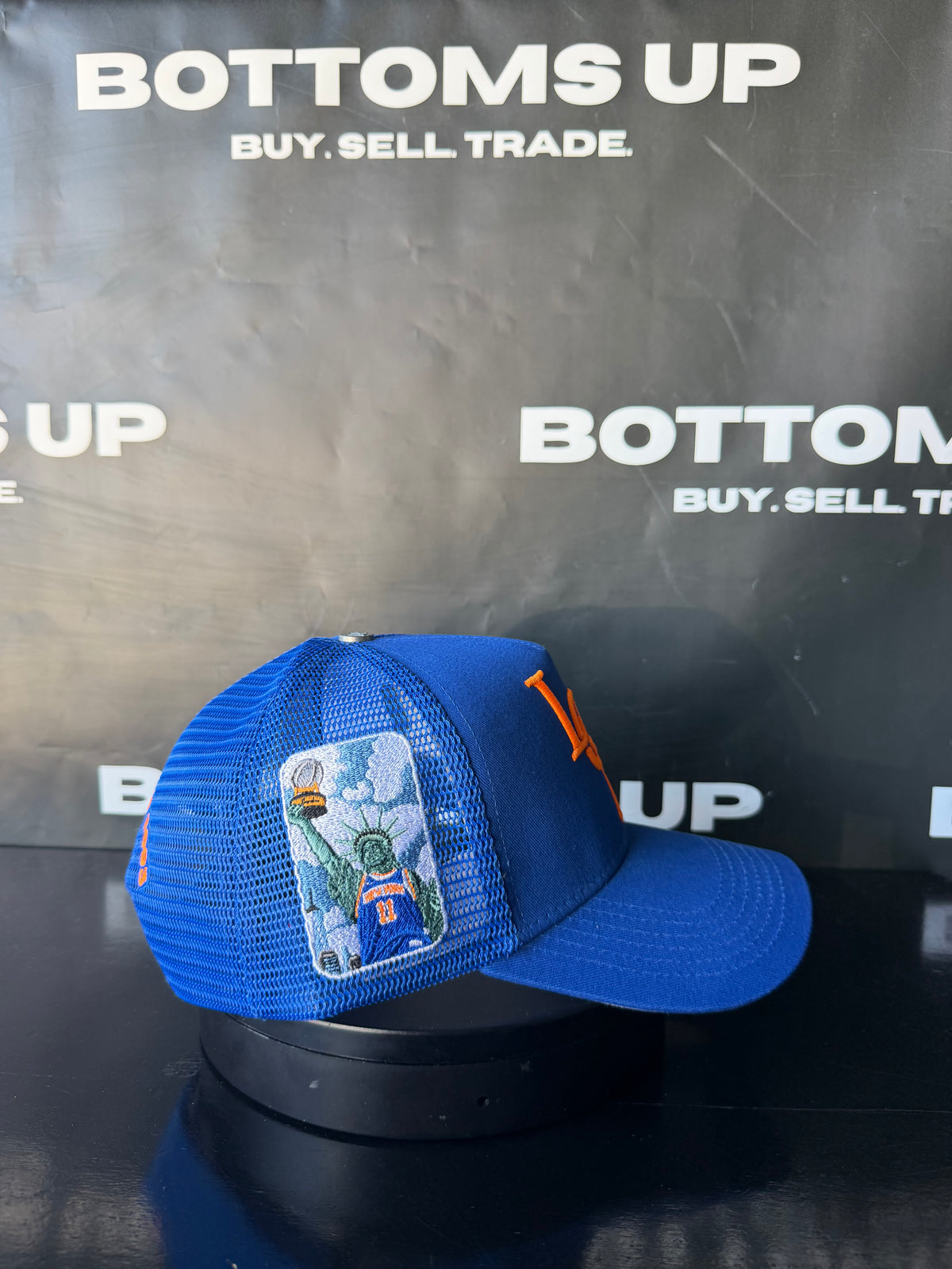 Legends Prevail x LOX Trucker Hat In Blue /Orange  (New York Knicks)