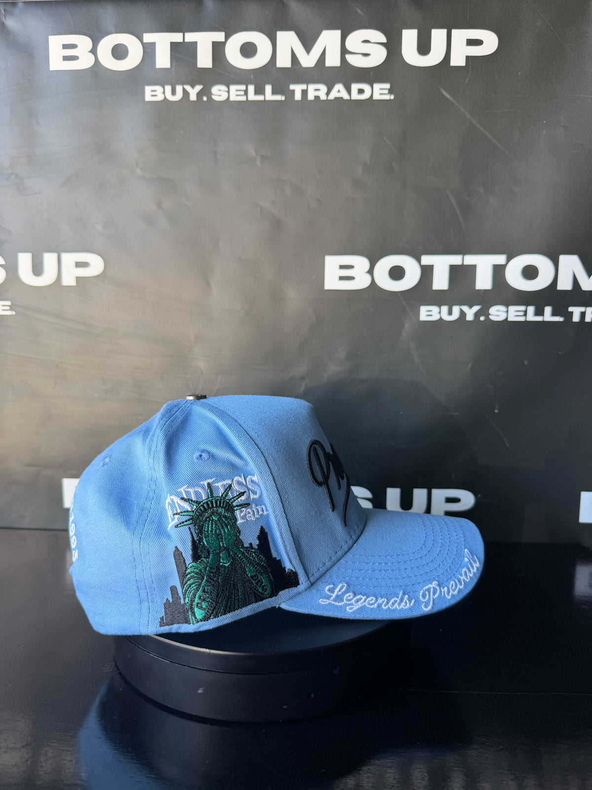 Legends Prevail Prevail Snapback Hat in Light Blue / Black Letters