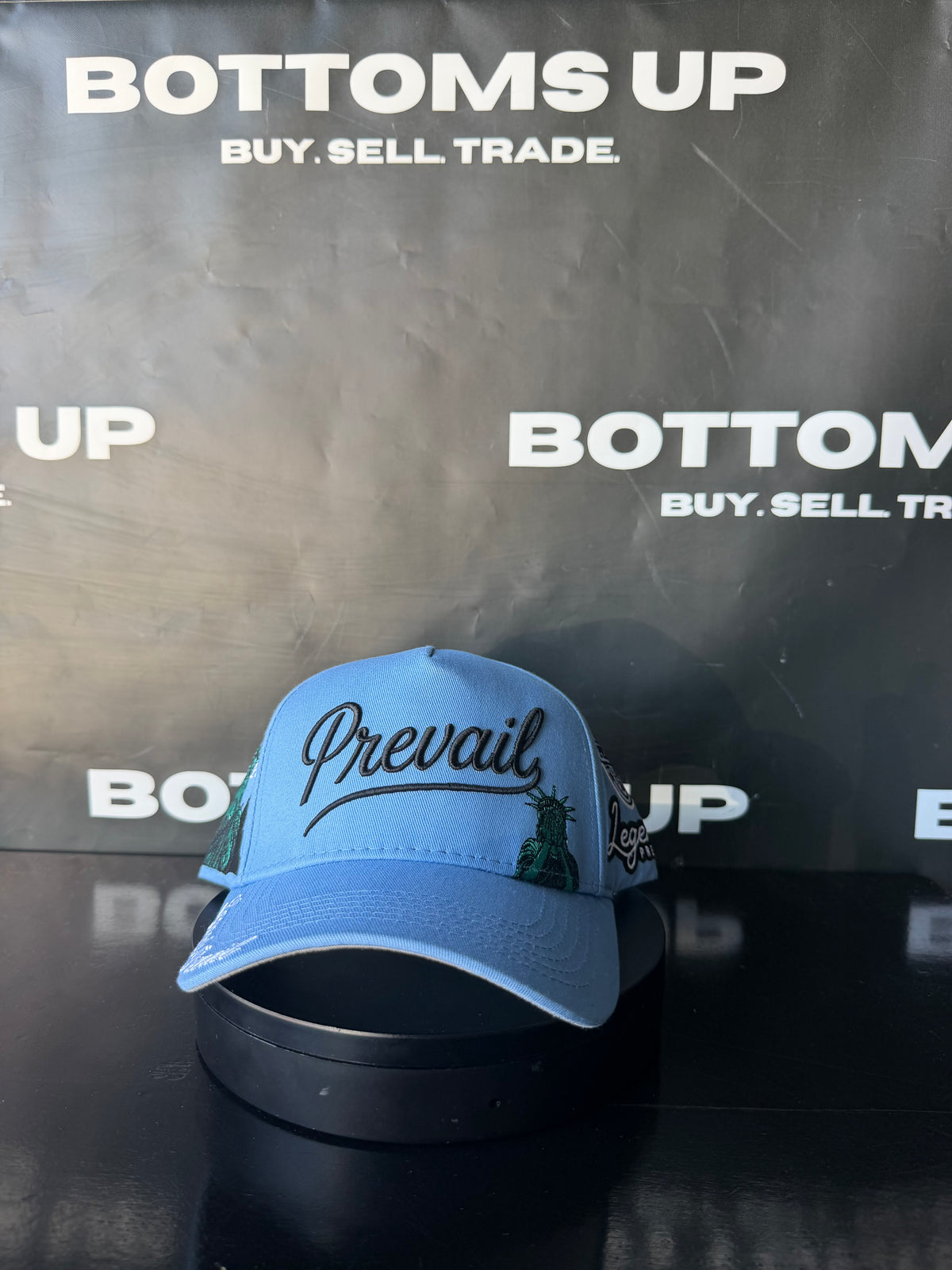 Legends Prevail Prevail Snapback Hat in Light Blue / Black Letters