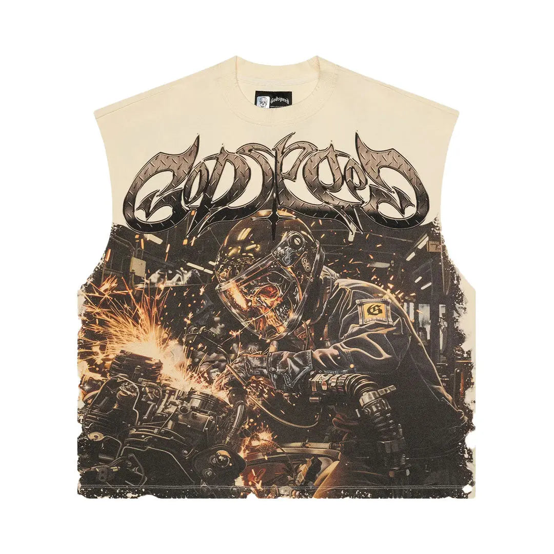 Godspeed Steel Sharpens Steel Sleeveless Bone T Shirt
