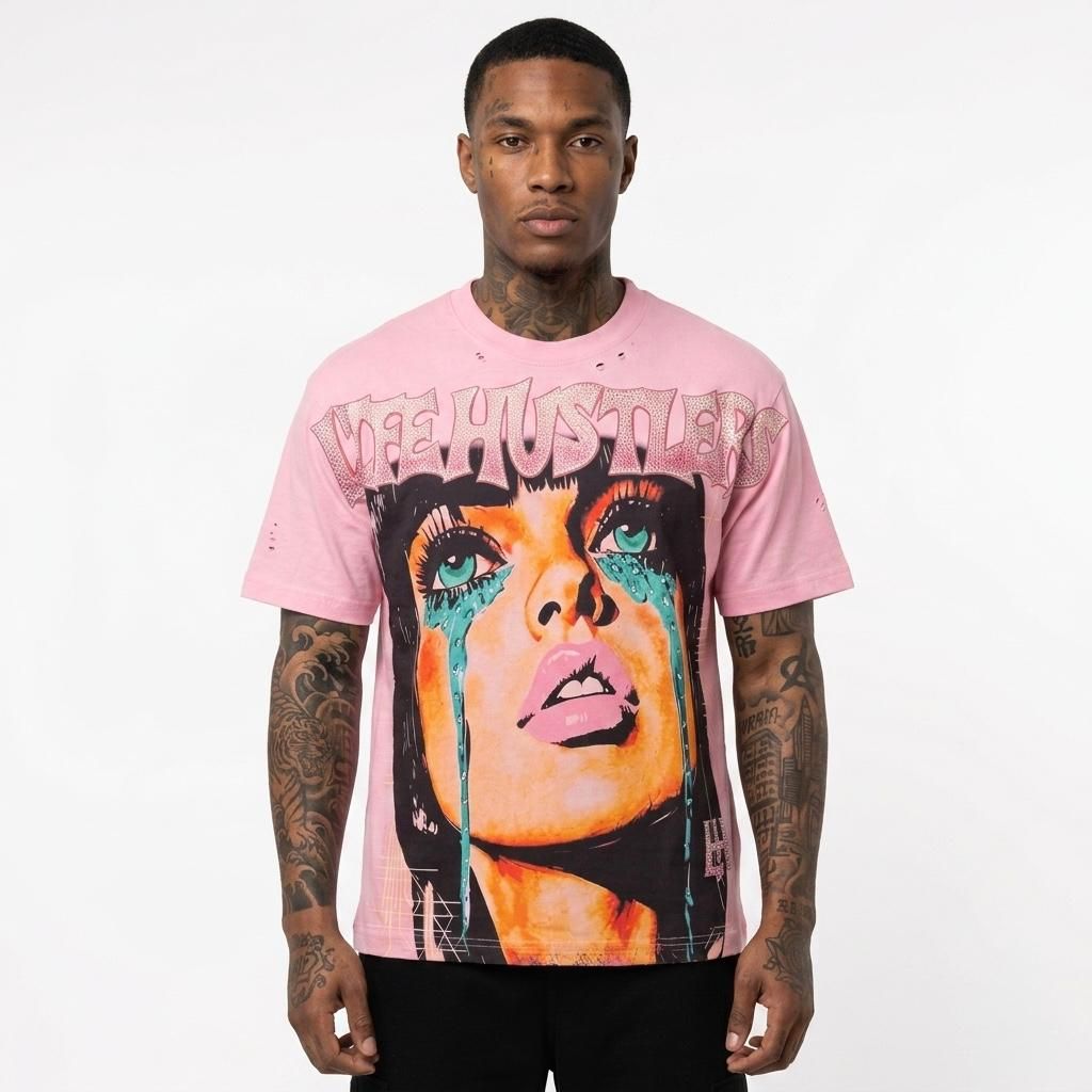 Life Hustlers Cry Me A River T-Shirt In Pink