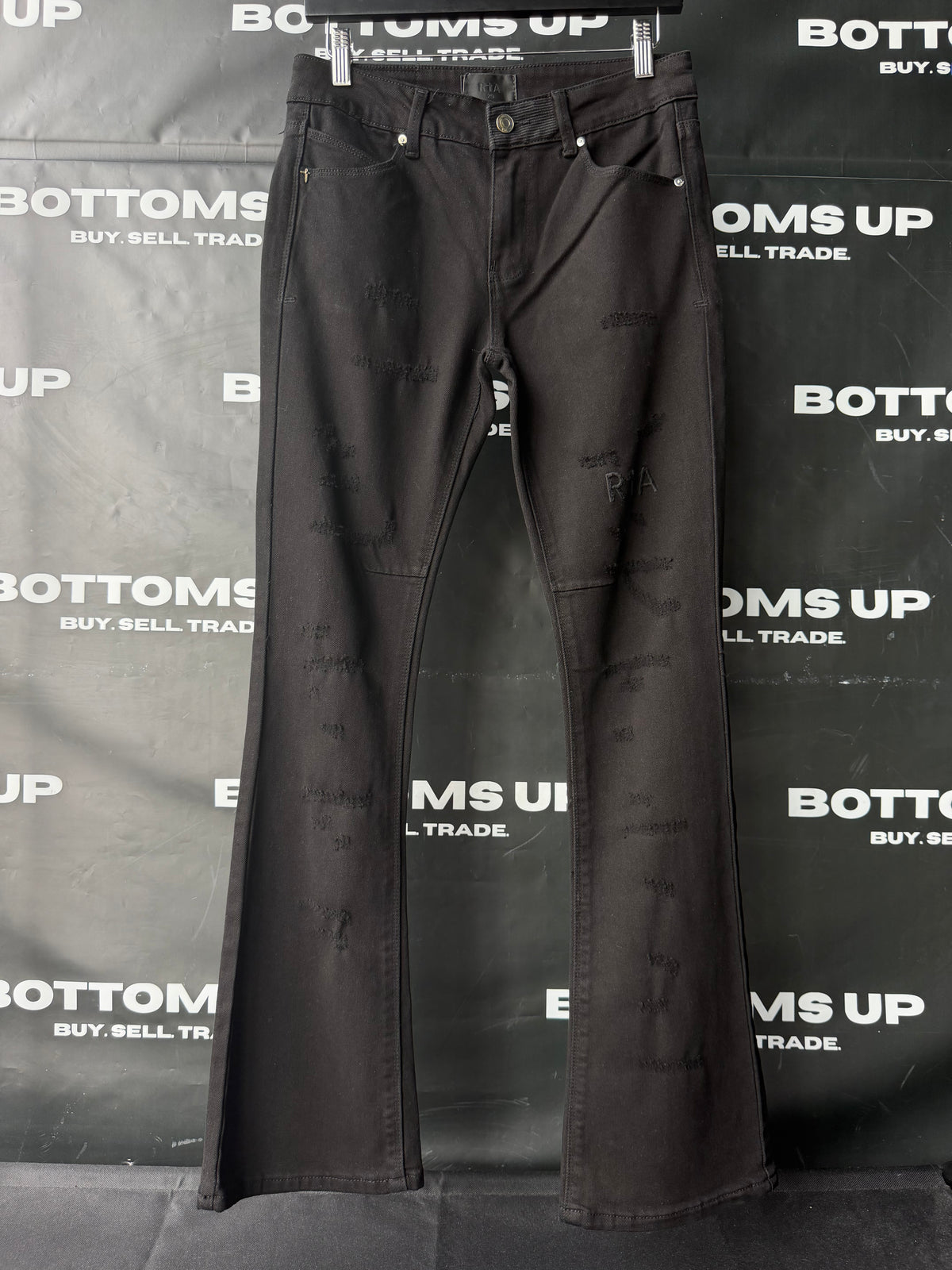 RtA Scratched Flare Jeans In Black MUDWD889-B1104BKSCR