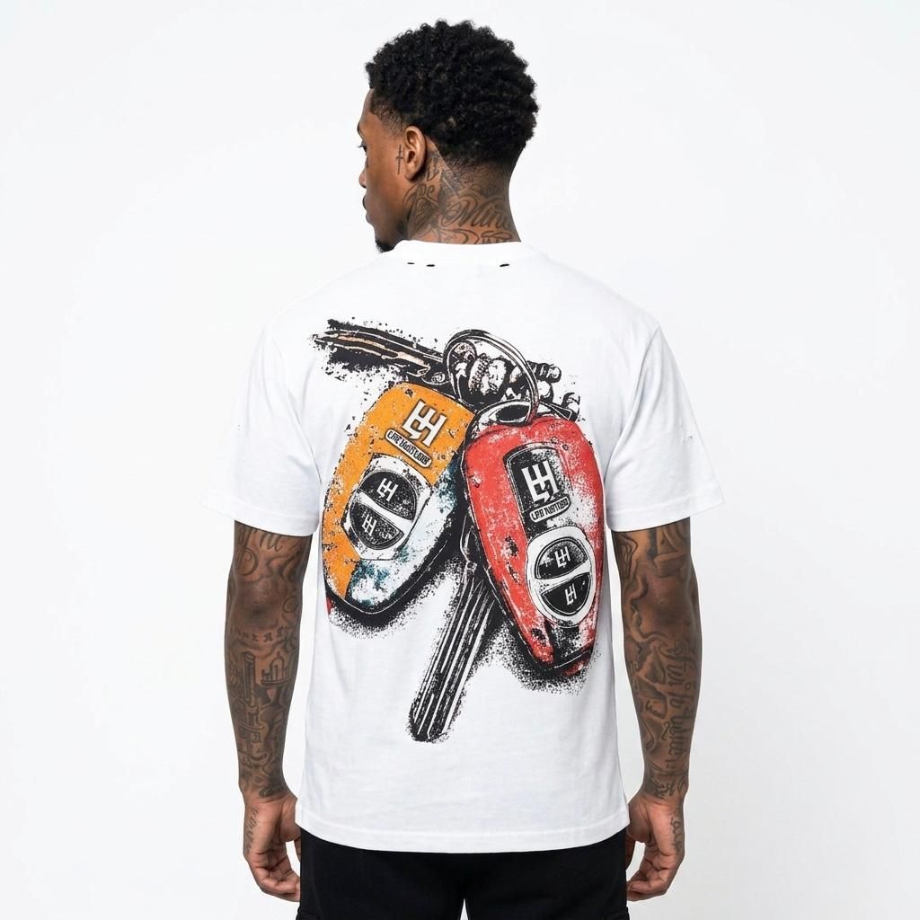 Life Hustlers Sport Car T-Shirt In White