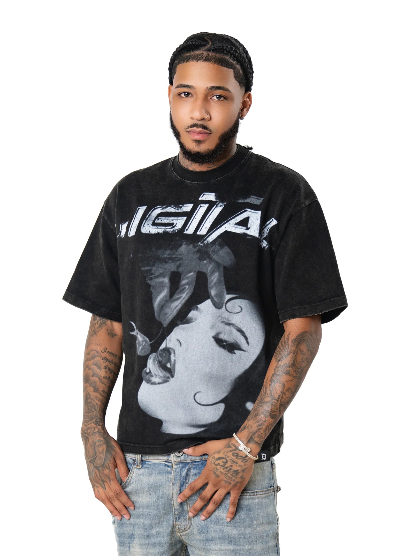 Digital Wild Cherry Black T Shirt