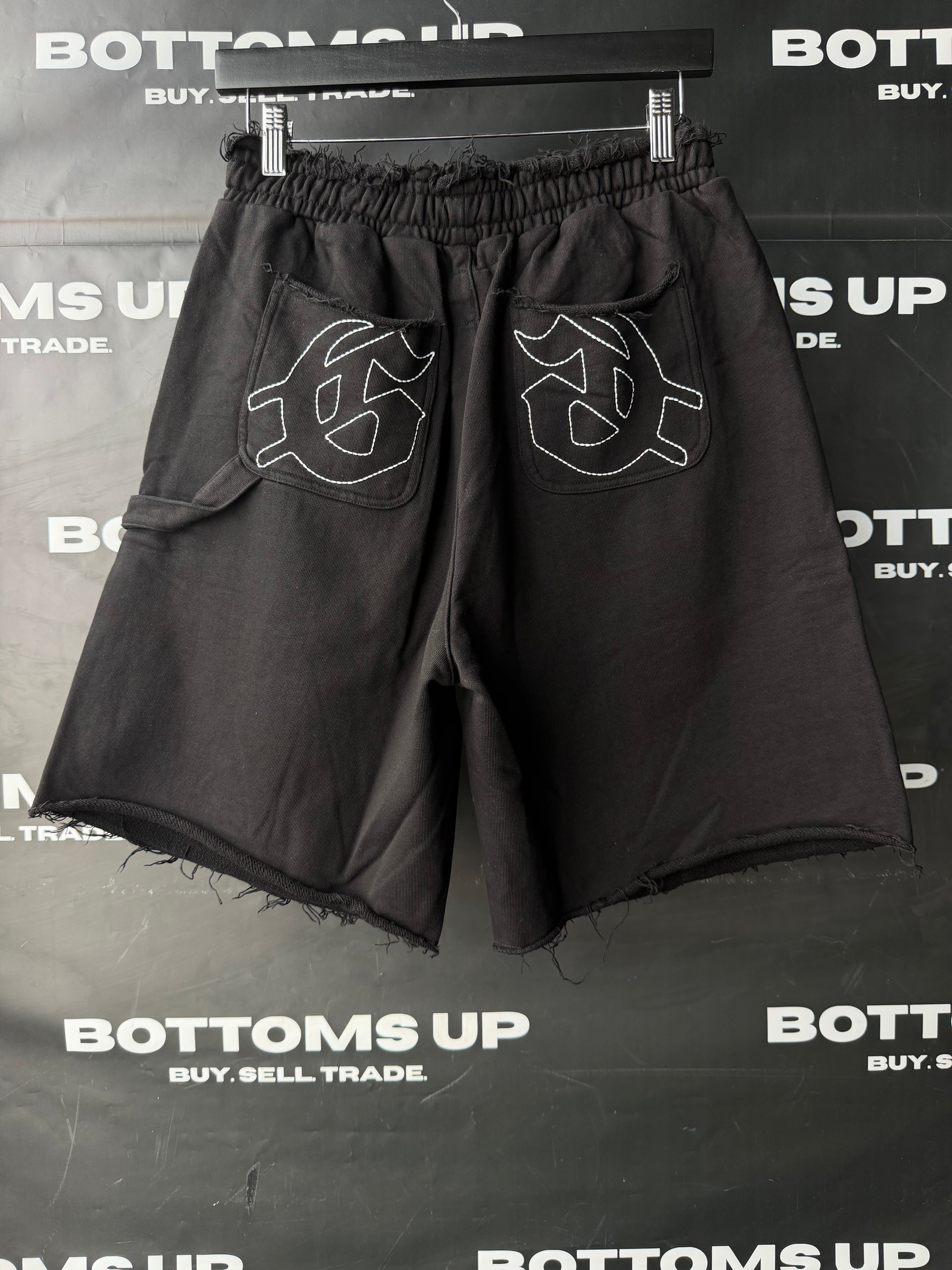 Godspeed Distressed Carpenter Shorts In Flat Black