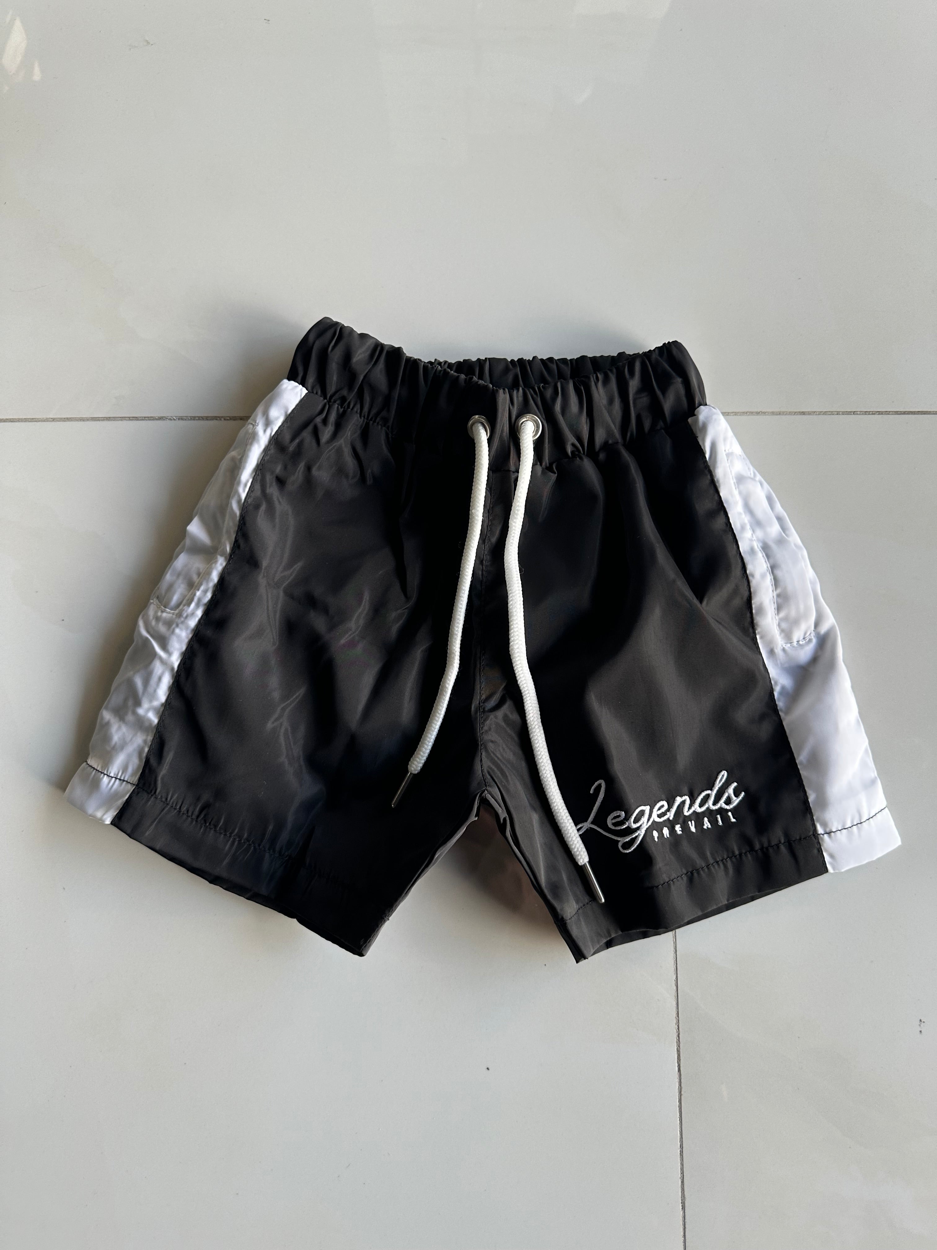 Legends Prevail Kids Short Sleeve Windbreaker Set In Black/White
