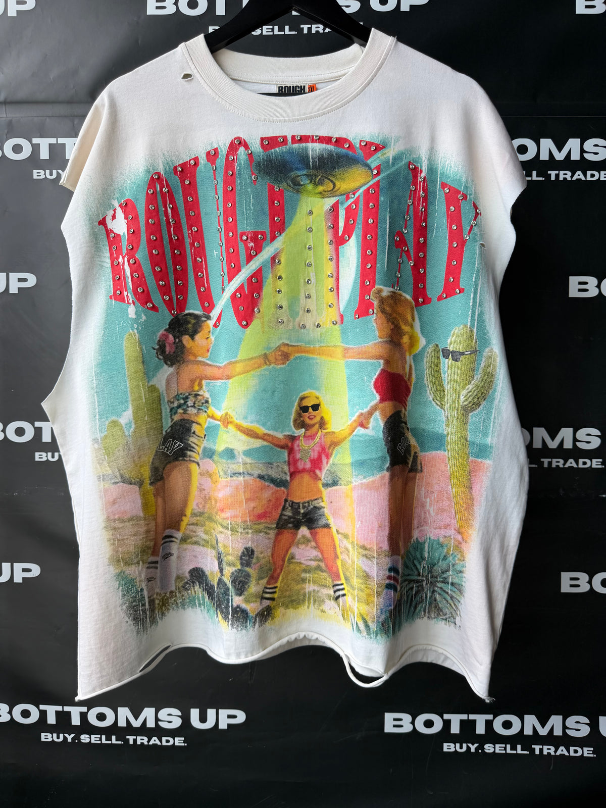 RoughPlay Together Sleeveless T-Shirt In Tan (Sleeves Cut Off)