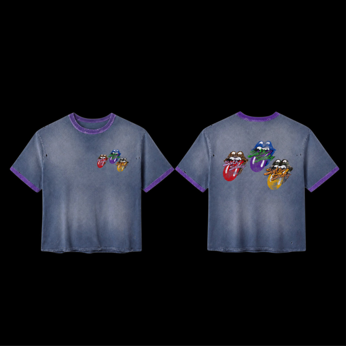 Sixth Society Triple Licks Short Sleeve T-Shirt In Blue