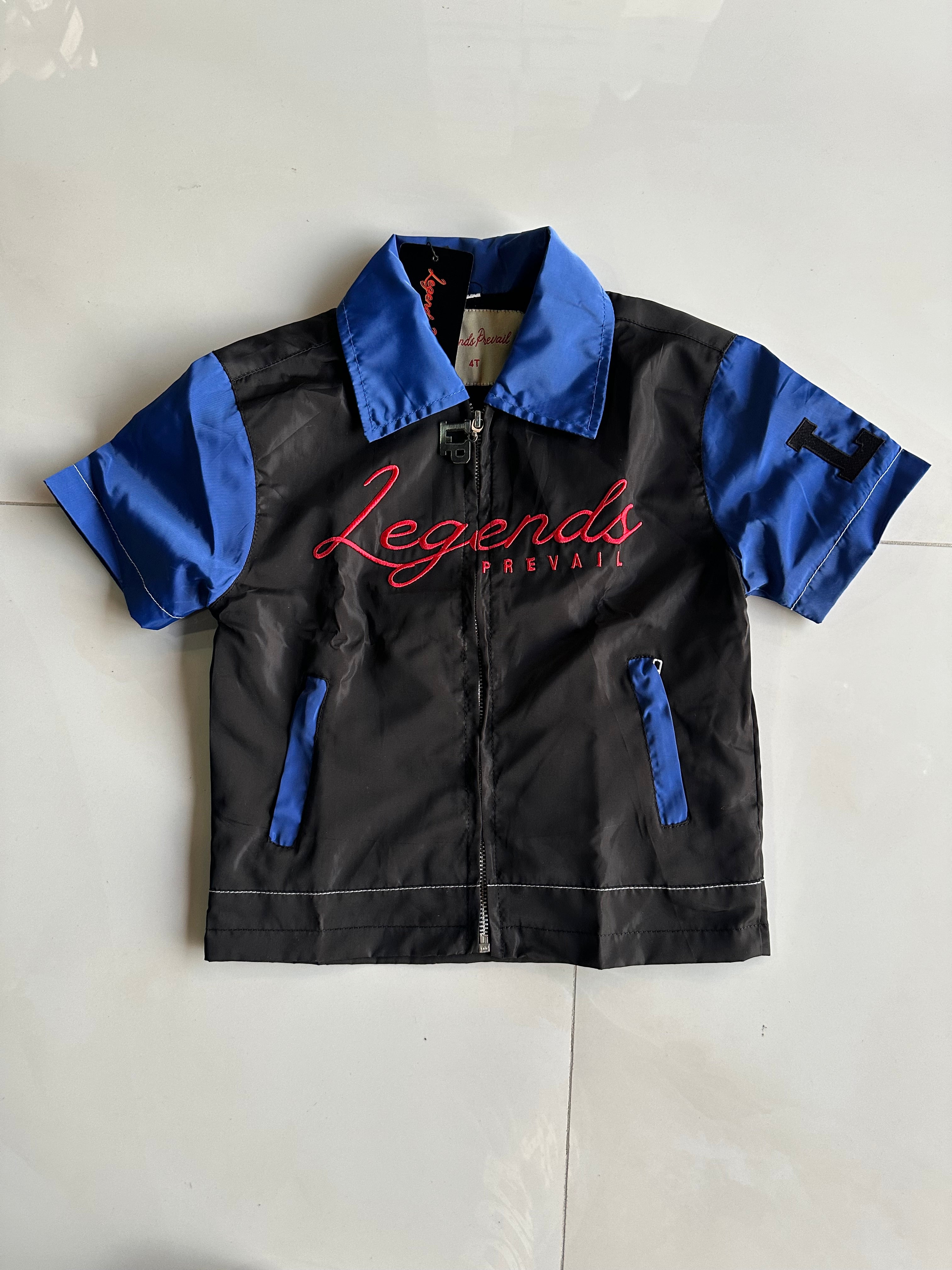 Legends Prevail Kids Short Sleeve Windbreaker Set In Blue/Red